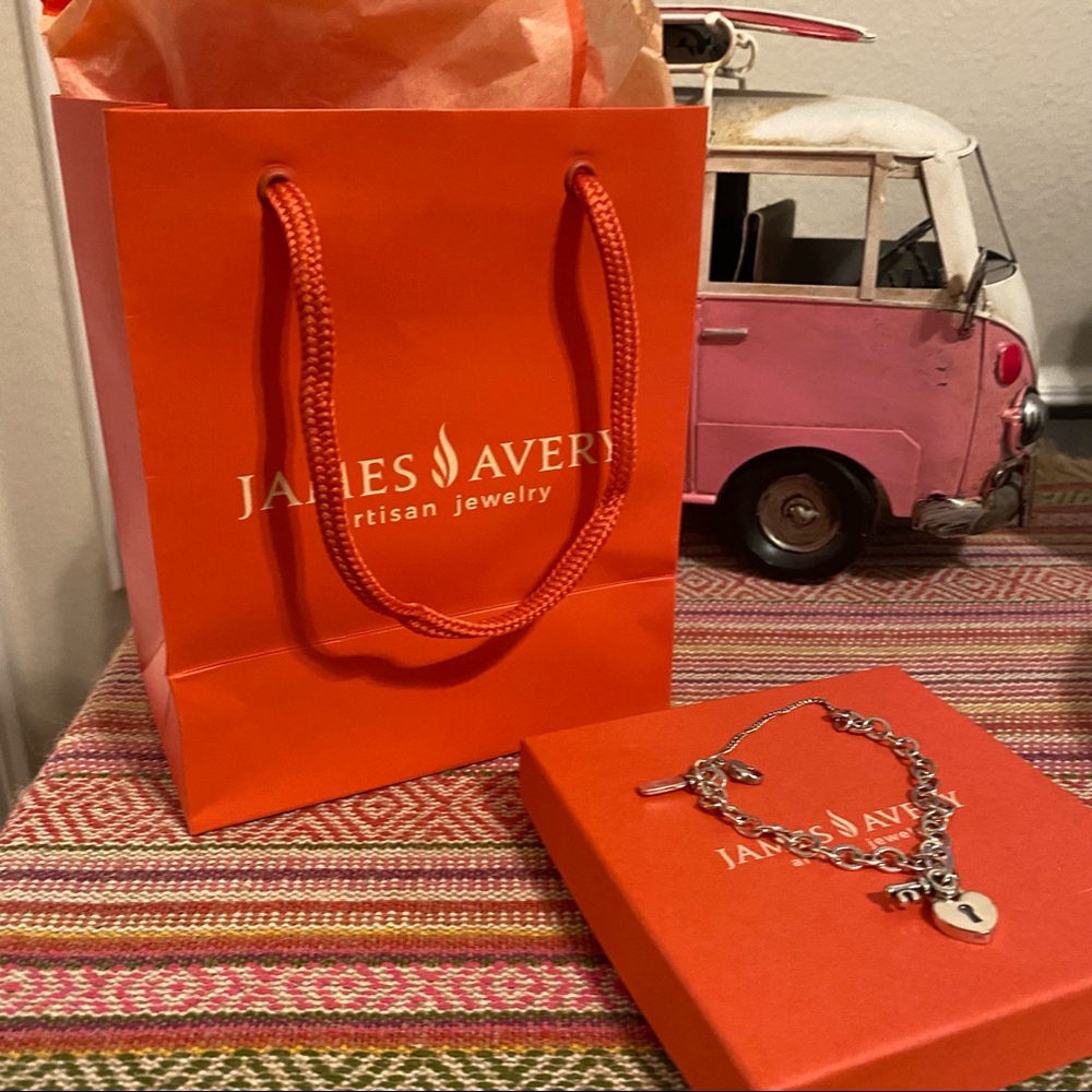 James Avery Forged Link Charm Bracelet with My Heart is Yours Charm